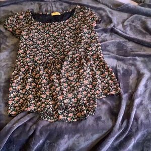 Sheer floral top w Lacey back